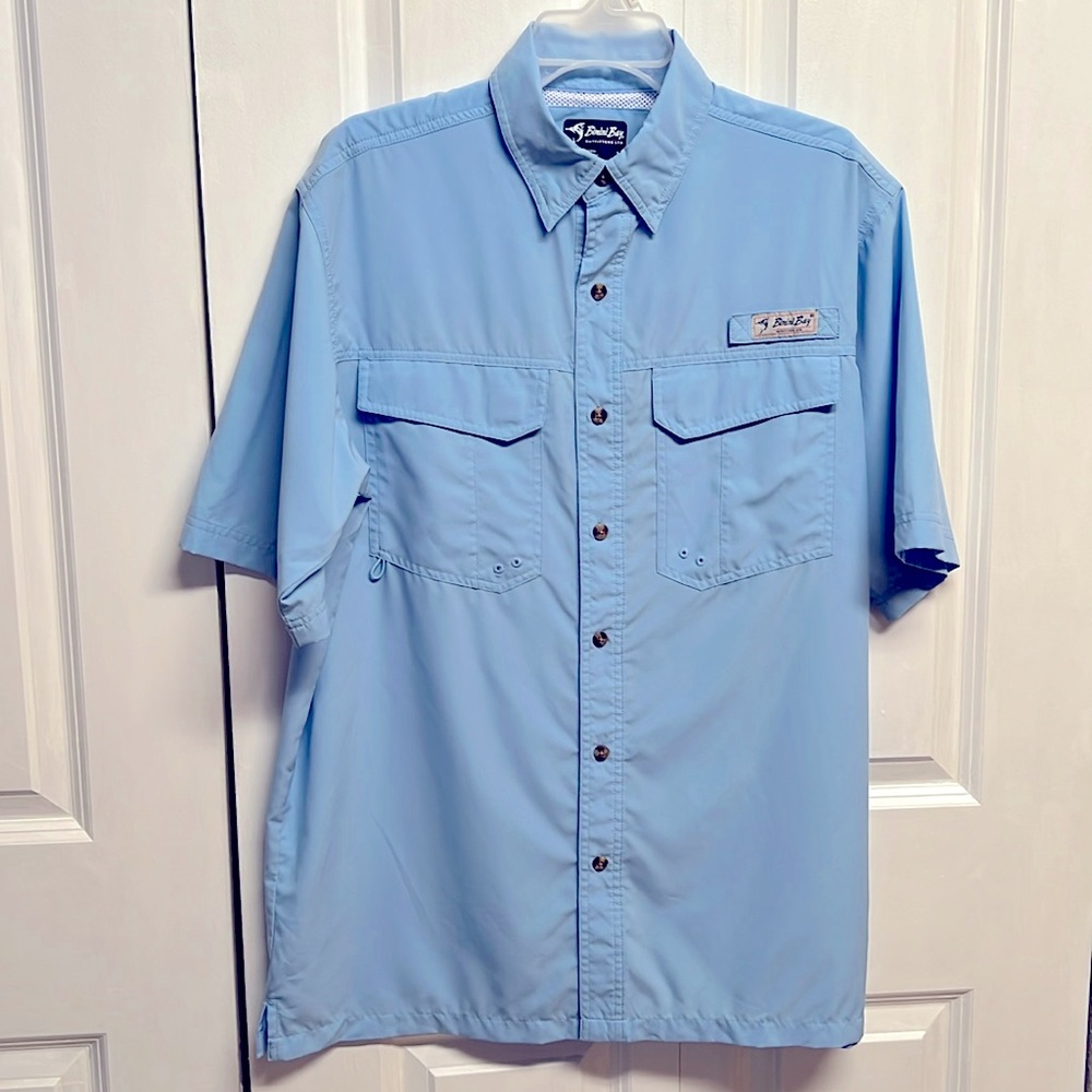 Bimini Bay Azurine Blue Key West Outdoor Sports Fishing Shirt Size M